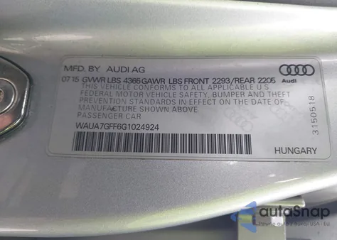 2016 Audi A3 1.8T Premium z USA, uszkodzony, nr VIN WAUA7GFF6G1024924